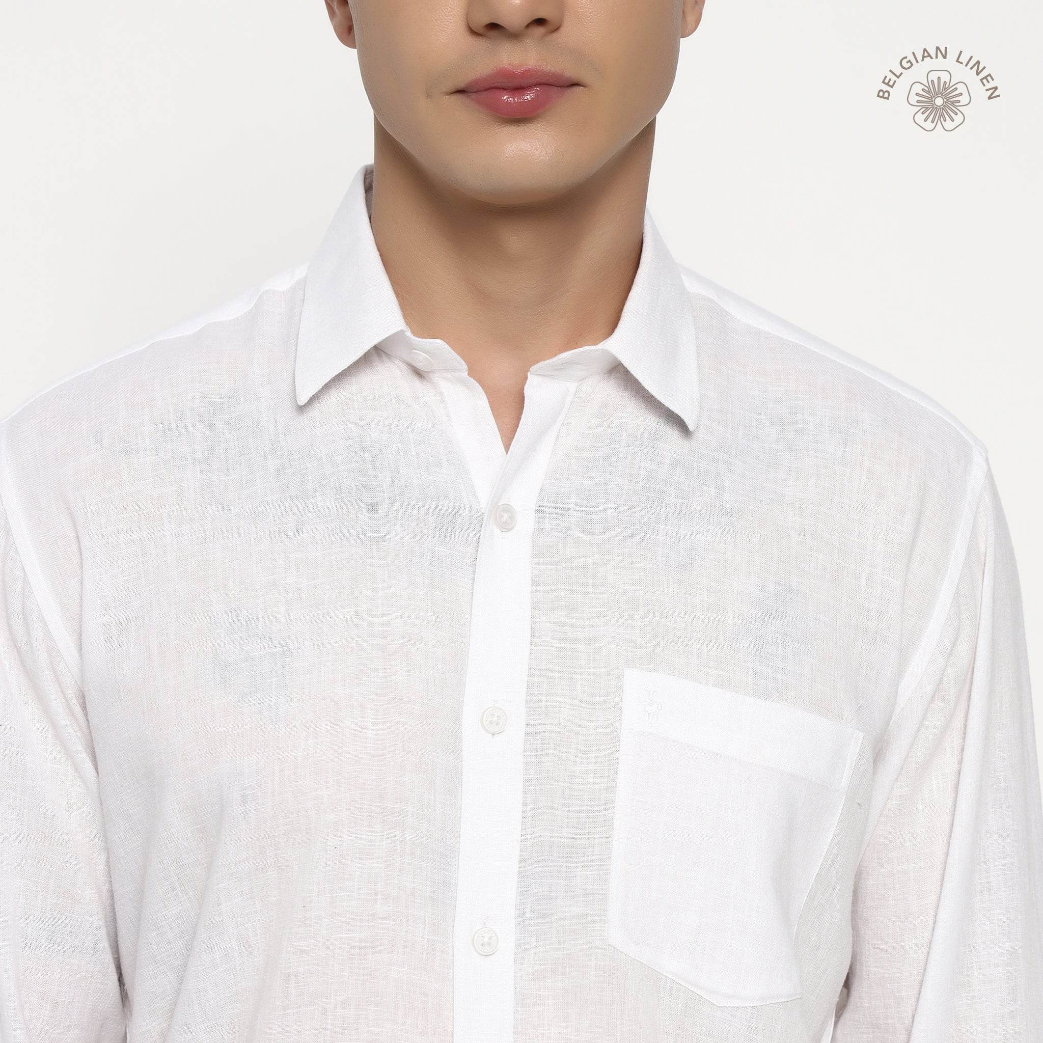 Snow White Belgian Linen Shirt