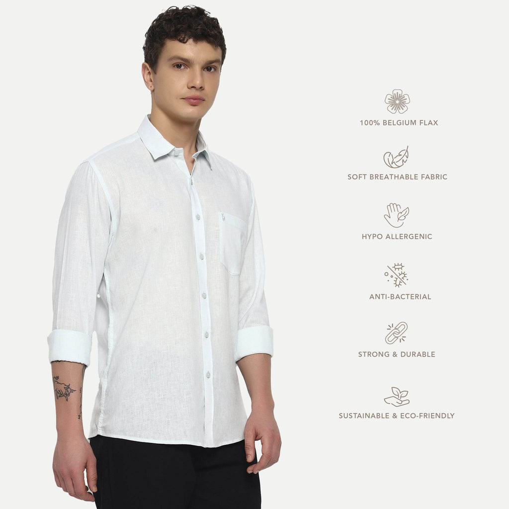 Ice Blue Belgian Linen Shirt