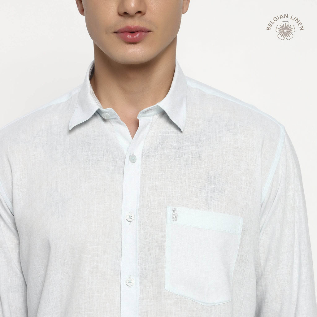 Ice Blue Belgian Linen Shirt