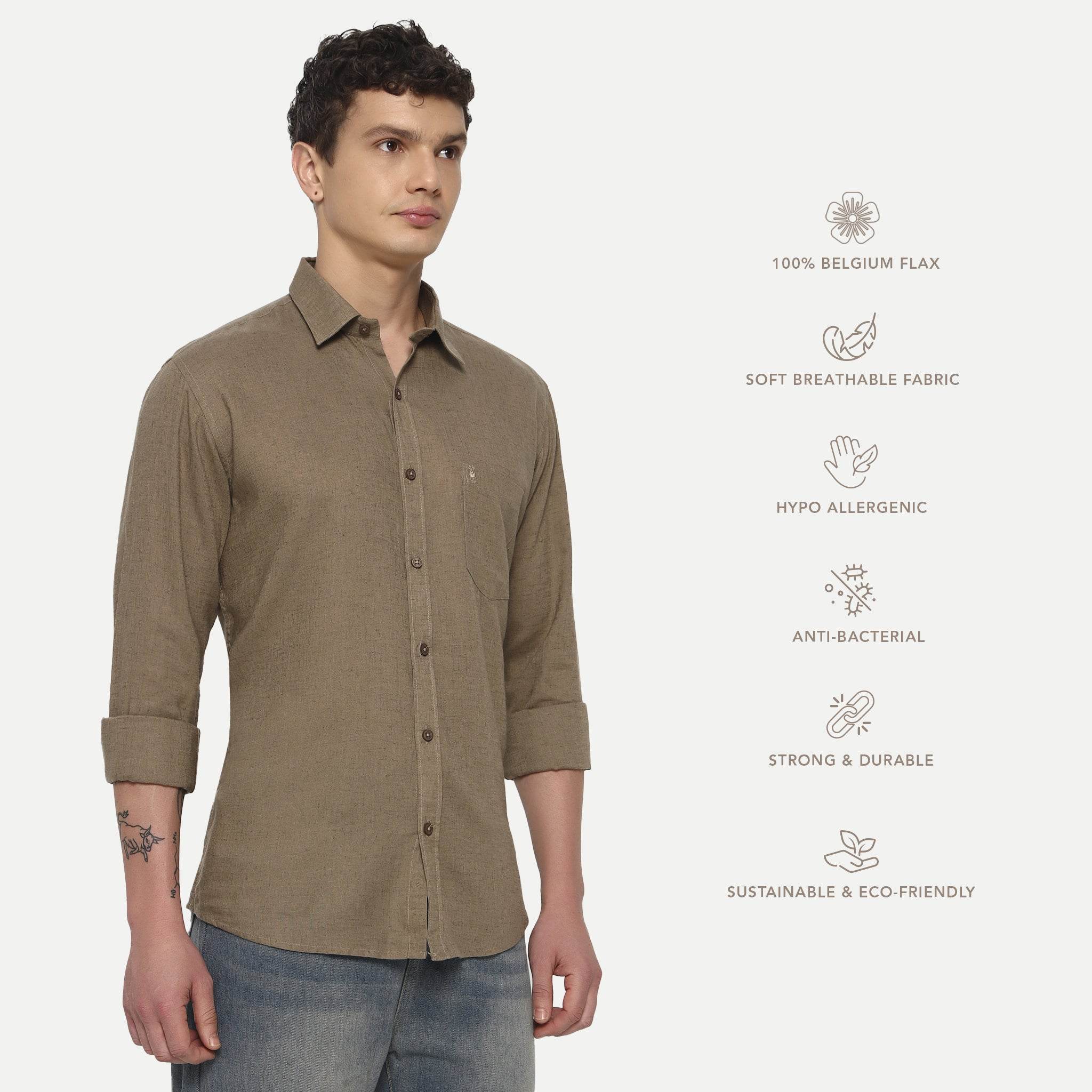 Toast Brown Belgian Linen Shirt