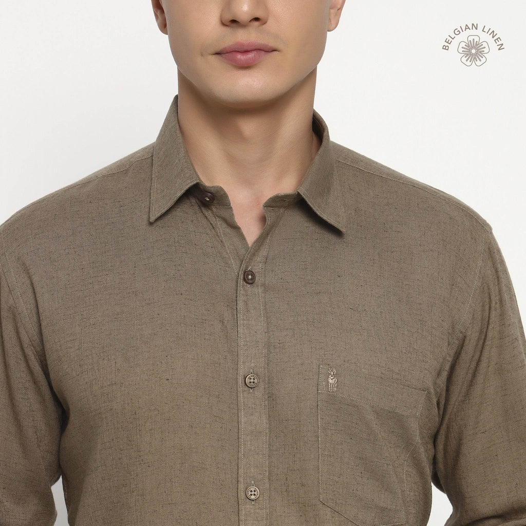 Toast Brown Belgian Linen Shirt
