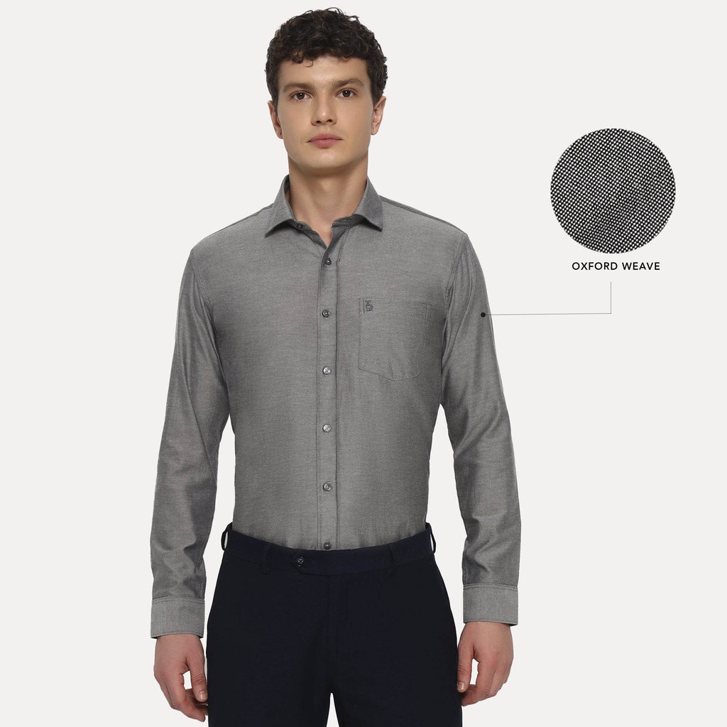 Silver Grey Oxford Cotton Shirt