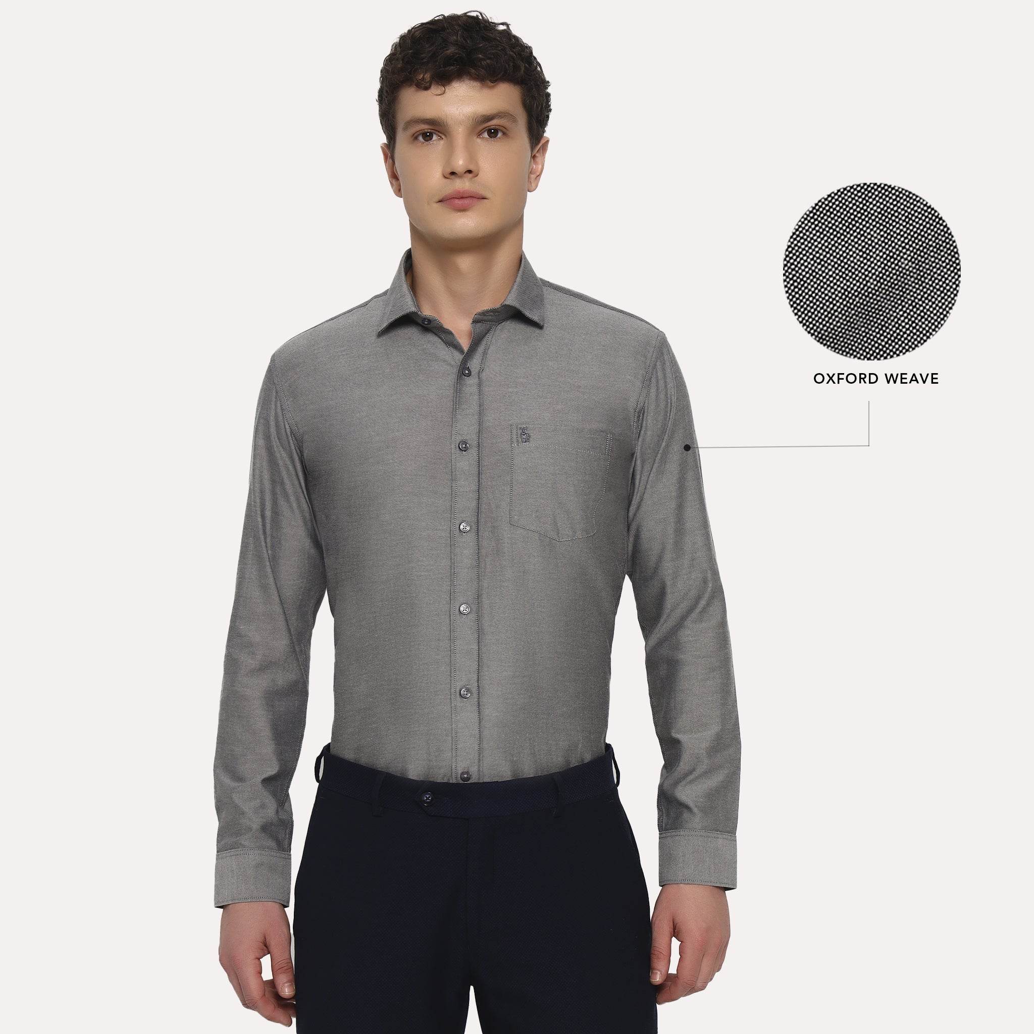 Silver Grey Oxford Cotton Shirt